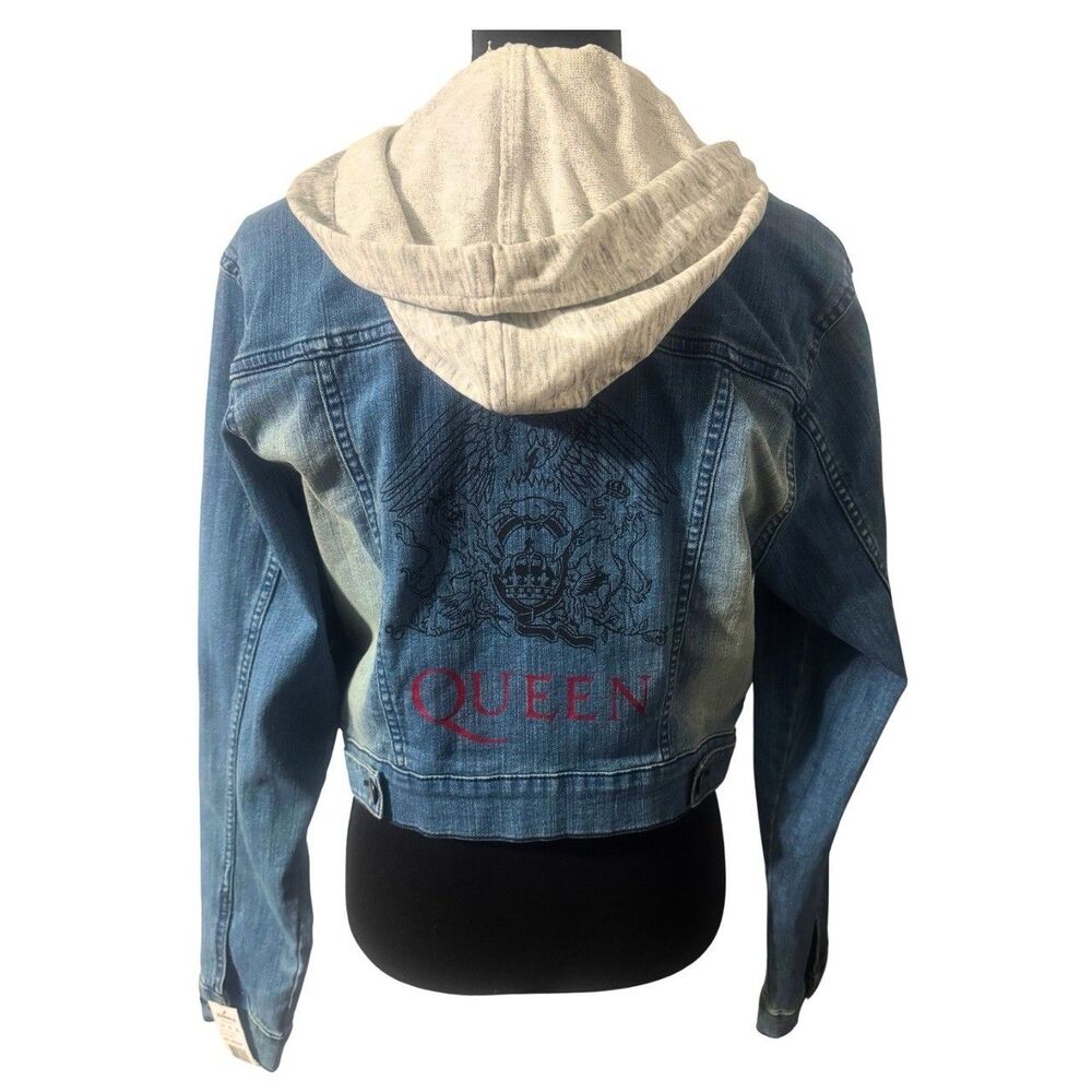 Queen Official Music Merch Alt Grunge Streetwear Casual Hooded Denim Jacket M
